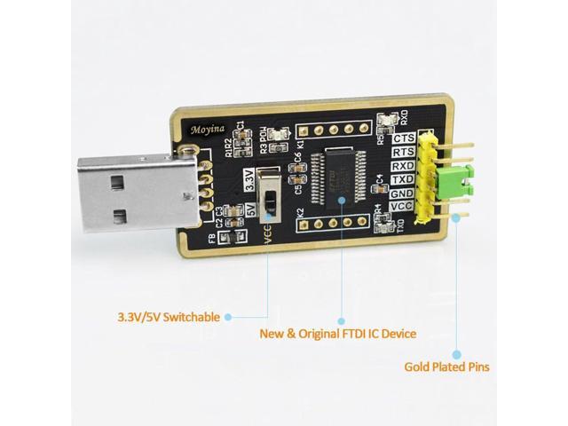 USB to TTL Adapter, USB to Serial Converter for Development Projects - Featuring Genuine FTDI USB UART IC ?FT232RL?