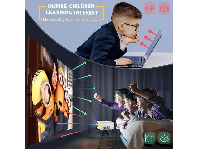 Mini Projector, ELEPHAS Portable Projector for iPhone 1080P Supported, Video Smart Led Pocket Small Home Phone Projector for Bedroom with Laptop...