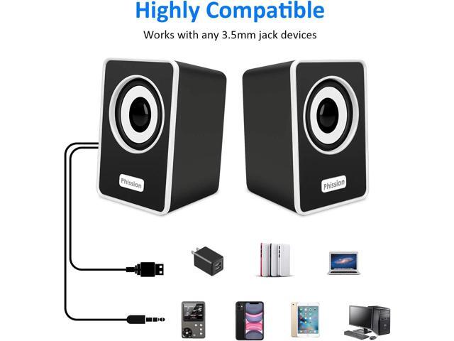 Computer Speakers, Phission Mini Speaker with Stereo Sound 6W USB Powered 3.5 mm AUX-in Portable Speaker for Computer, Laptop, Notebook, Desktop...