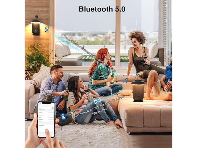 Onforu Outdoor Bluetooth Speaker, 2 Pack 40W True Wireless Stereo Dual Pairing Lantern Speakers for Patio, with 20 Warm White LED Lights, Richer...