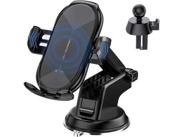 Wireless Car Charger,15W Qi Fast Charging Auto-Clamping Air Vent Windshield Dashboard Car Phone Mount,Long Arm Suction Cup Holder for iPhone...