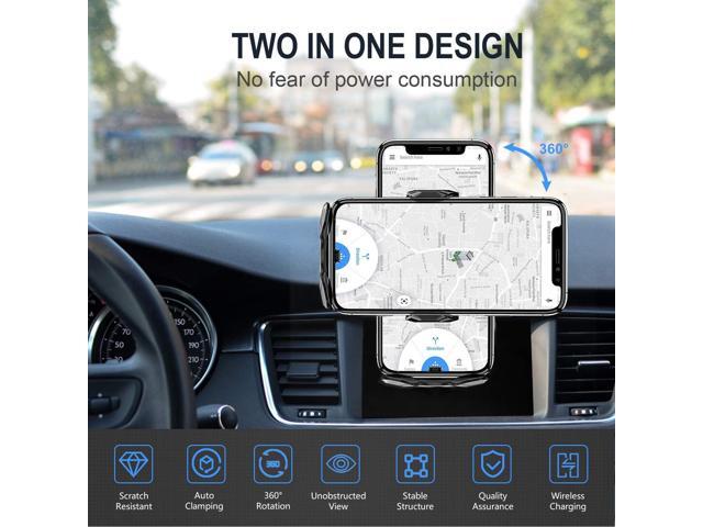 Wireless Car Charger,15W Qi Fast Charging Auto-Clamping Air Vent Windshield Dashboard Car Phone Mount,Long Arm Suction Cup Holder for iPhone...