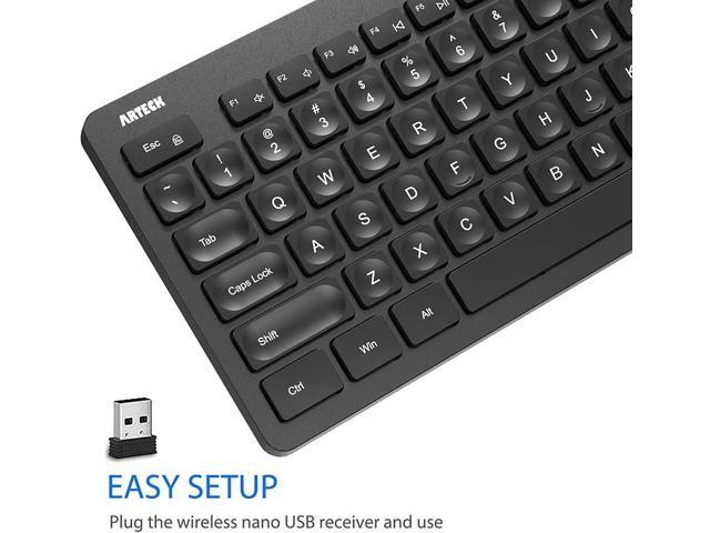 Arteck 2.4G Wireless Keyboard Ultra Slim Full Size Keyboard with Numeric Keypad and Media Hotkey for Computer/Desktop/PC/Laptop/Surface/Smart TV...