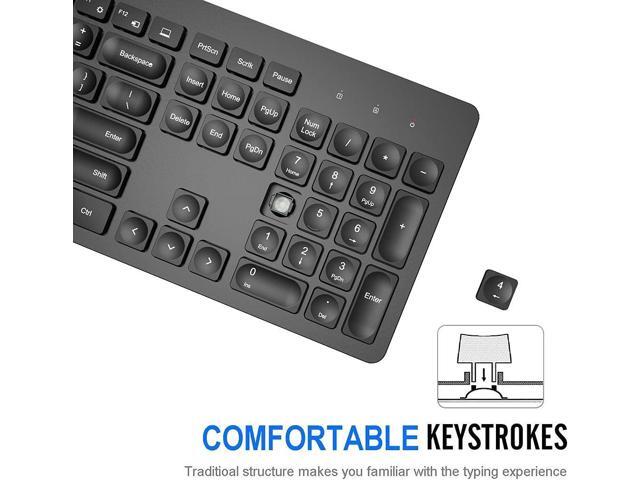 Arteck 2.4G Wireless Keyboard Ultra Slim Full Size Keyboard with Numeric Keypad and Media Hotkey for Computer/Desktop/PC/Laptop/Surface/Smart TV...