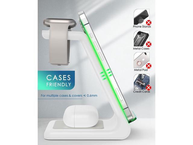 Wireless Charging Station, 3 in 1 Fast Desk Charging Station, Wireless Charger Stand for iPhone 15/14/13/12/11 Pro Max/X/Xs Max/8/8 Plus, AirPods...