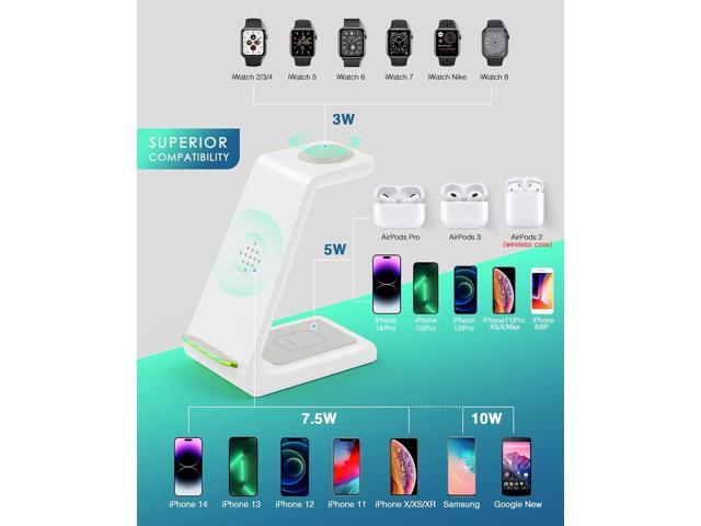 Wireless Charging Station, 3 in 1 Fast Desk Charging Station, Wireless Charger Stand for iPhone 15/14/13/12/11 Pro Max/X/Xs Max/8/8 Plus, AirPods...