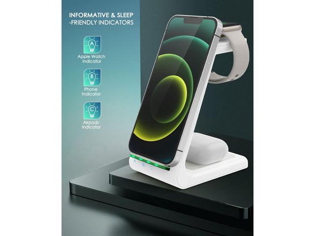 Wireless Charging Station, 3 in 1 Fast Desk Charging Station, Wireless Charger Stand for iPhone 15/14/13/12/11 Pro Max/X/Xs Max/8/8 Plus, AirPods...
