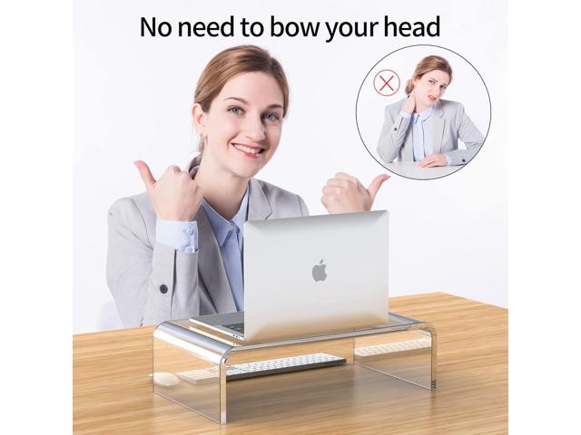 Acrylic Monitor Stand Riser Acrylic Laptop Stand Riser PC Holder Clear Computer Monitor Stand for Desk White Laptop Stand for Desk Compatible with...