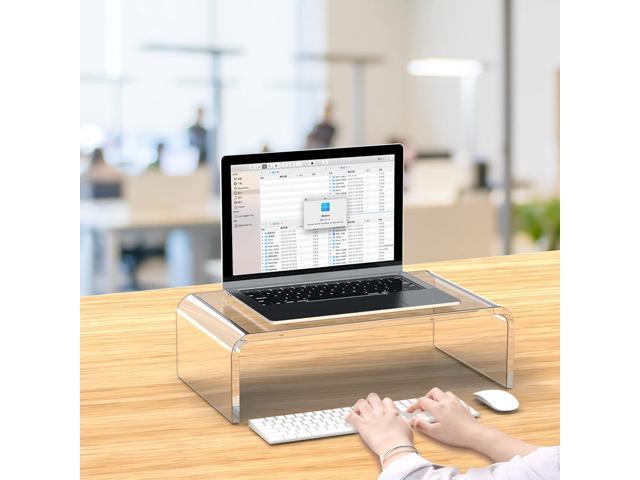 Acrylic Monitor Stand Riser Acrylic Laptop Stand Riser PC Holder Clear Computer Monitor Stand for Desk White Laptop Stand for Desk Compatible with...