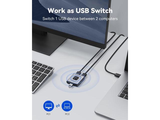 USB Switch 3.0 KVM Switch,Bi-Directional USB Switch Selector 2 in 1 Out/1 in 2 Out, Viagkiki USB Switcher 2 Computers Share 1 USB Devices for PCs...