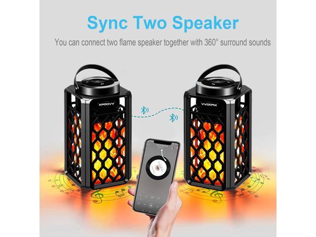 2 Pack Outdoor Bluetooth Speakers, Portable Led Flame Speaker Waterproof with Torch Atmosphere 10w Enhanced Bass for Patio Porch Garden Home...