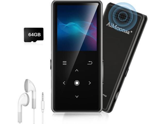 64GB MP3 Player with Bluetooth 5.2, AiMoonsa Music Player with Built-in HD Speaker, FM Radio, Voice Recorder, HiFi Sound, E-Book Function,.