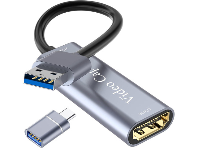 4K HDMI to USB Capture Card, Video Capture Card Device, 1080P HD Video Recorder, Game Capture Card for Streaming, Recording, Gaming, Broadcasting,...