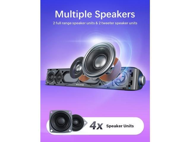 Computer Speakers, HiFi Sound Quality Computer Sound Bar, USB Powered PC Speakers, Bluetooth 5.0 and 3.5mm Aux-in Computer Speakers for Desktop,...