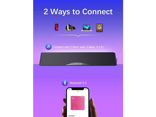 Computer Speakers, HiFi Sound Quality Computer Sound Bar, USB Powered PC Speakers, Bluetooth 5.0 and 3.5mm Aux-in Computer Speakers for Desktop,...