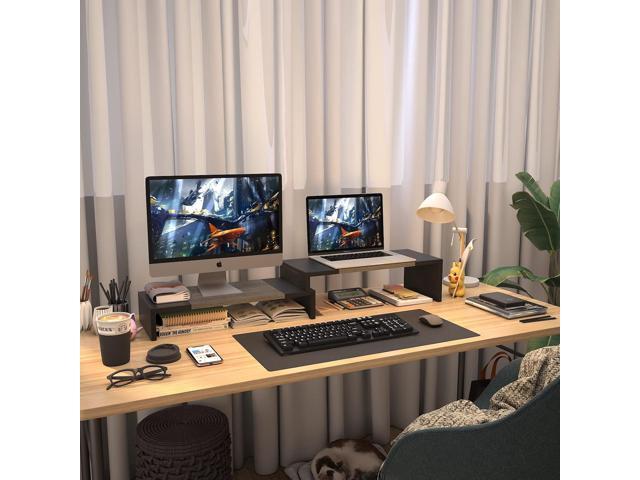 WESTREE Dual Monitor Stand Riser - 2 Shelf Computer Monitor Stand with Adjustable Length and Angle, Monitor Stands for 2 Monitors, Desktop...