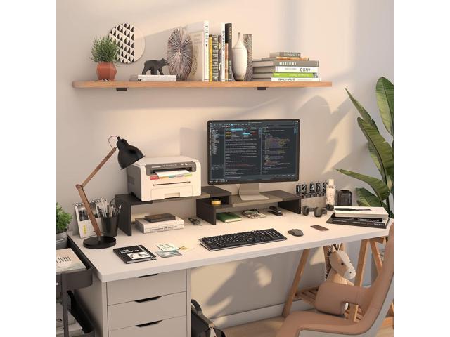 WESTREE Dual Monitor Stand Riser - 2 Shelf Computer Monitor Stand with Adjustable Length and Angle, Monitor Stands for 2 Monitors, Desktop...