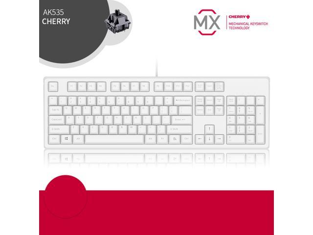 A-jazz AK535 N-key Rollover Ergonomic Design, Cool Exterior USB Wired Cherry MX Black Mechanical Gaming Keyboard For Office And Game, White.