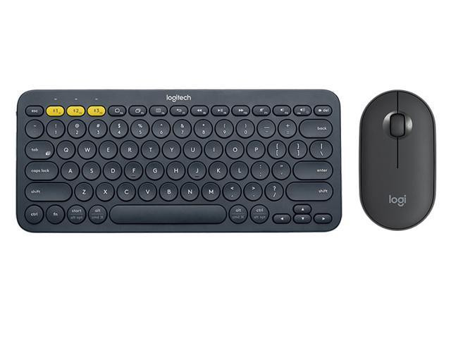 Logitech K380 Bluetooth Wireless Mini Keyboard and PEBBLE Bluetooth Mouse Thin & Light 1000DPI High Precision Optical Tracking Unifying Mouse Combo.