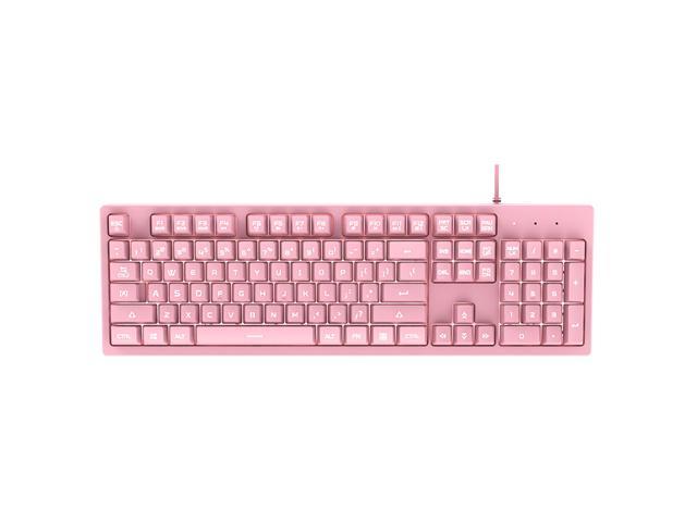 Ajazz DKS100 Quiet Keyboard, DOUYU White Backlit Mechanical Feel Membrane Gaming Keyboard, Wired 104 Keys for Gaming Office and Typing