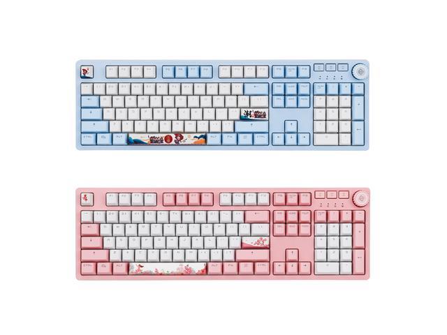 A-jazz AK515 Chinese Style Design, 104Keys N-Key Rollover White Backlit USB Wired Mechanical Gaming Keyboard, PBT Keycaps, Type-C