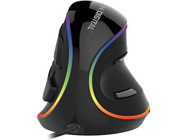 J-Tech Digital Ergonomic Mouse Wired - RGB Vertical Gaming Mouse with 5 Adjustable DPI Settings up to 4000 DPI, Computer Mouse for Carpal Tunnel,.