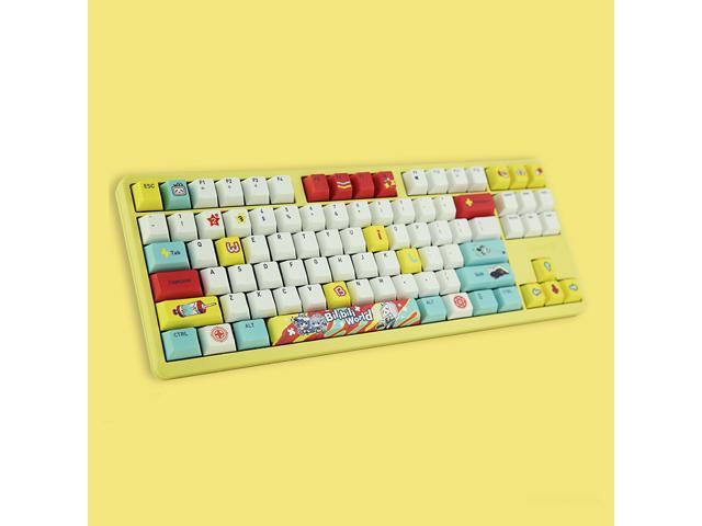 CHERRY G80-3000 S TKL Mechanical Keyboard, 87 Keys Layout Wired Gaming Keyboard, Pluggable Cable, for Games Work and Daily Use-Yellow BW2020, Blue.