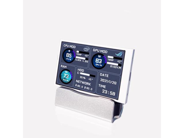 CORN Secondary IPS Screen, 3.5 inch On-Screen Display Data Monitoring for Gaming Computer Personal PC(CPU, Memory, GPU, Frames) - White
