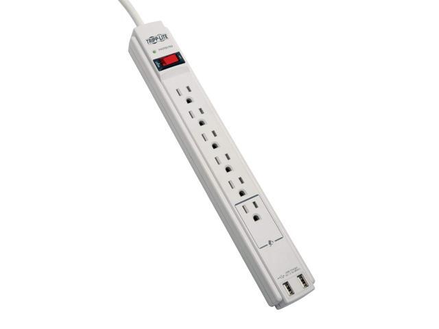 Tripp Lite 6 Outlet Surge Protector Power Strip 6ft Cord 990 Joules Dual USB Charging LED & INSURANCE (TLP606USB)