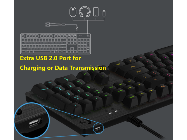 Logitech G512 N-Key Rollover Ergonomic Design, Cool Exterior USB Wired RGB Backlit Linear Shaft Mechanical Gaming Keyboard, Click Like Red...