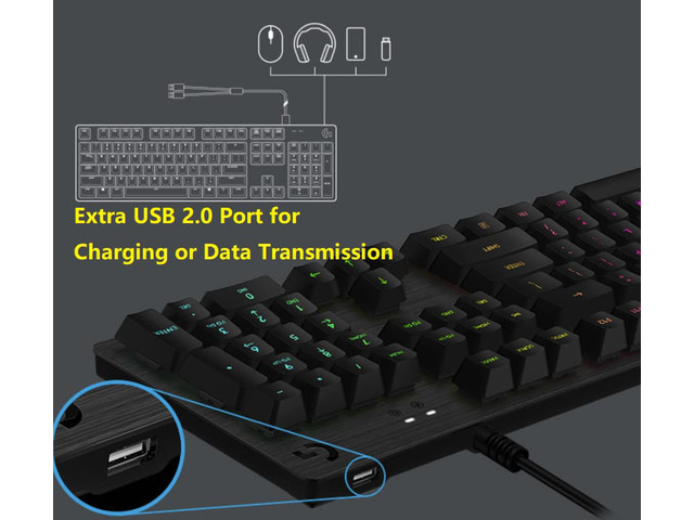 Logitech G512 N-Key Rollover Ergonomic Design, Cool Exterior USB Wired RGB Backlit GX-blue C Shaft Mechanical Gaming Keyboard, Click Like Blue...