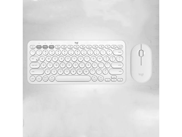 Logitech K380 920-007559 White Bluetooth Wireless Mini Keyboard and PEBBLE Bluetooth Mouse Thin & Light 1000DPI High Precision Optical Tracking...