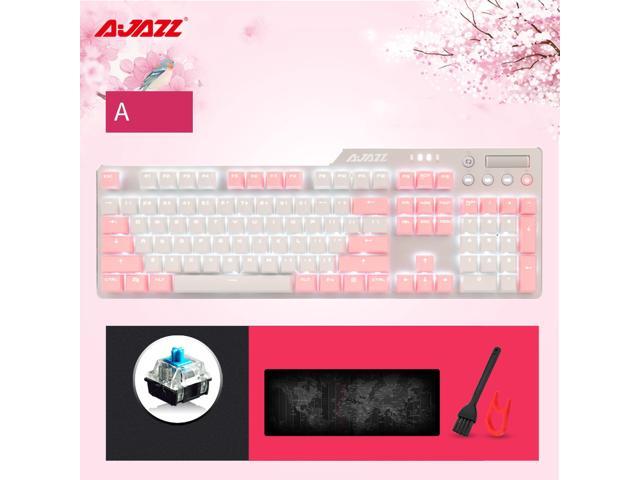 Ajazz AK35I N-key Rollover Ergonomic Design, Cool Exterior USB Wired Blue Switch Mechanical Gaming White Backlit Keyboard For Office And Game.