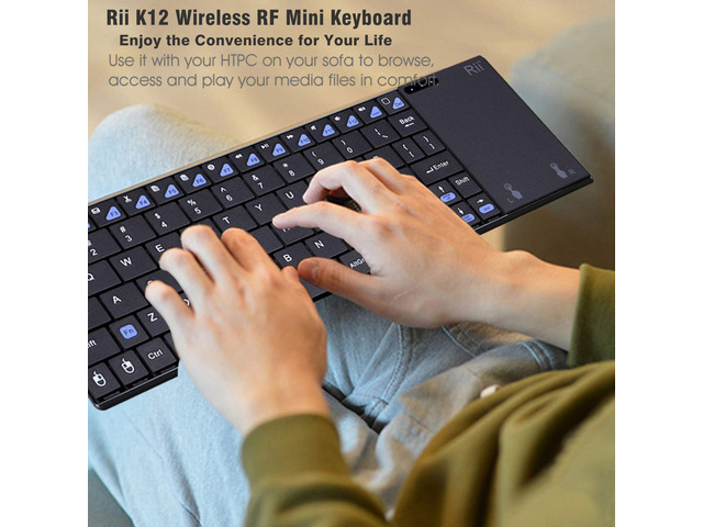 Rii K12+ Mini Wireless Keyboard with Large Touchpad Mouse & Qwerty Keypad, Stainless Steel Portable Wireless Keyboard with USB Receiver for...