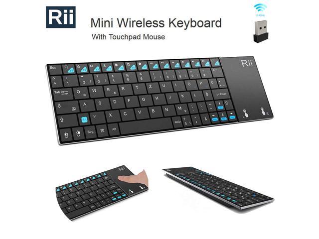 Rii K12+ Mini Wireless Keyboard with Large Touchpad Mouse & Qwerty Keypad, Stainless Steel Portable Wireless Keyboard with USB Receiver for.