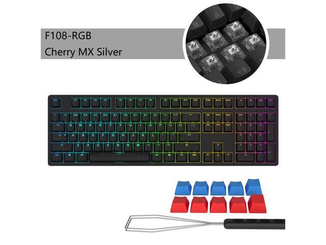 iKBC F108-RGB Cool Exterior, Standard Size, USB Wired RGB N-key Rollover Mechanical Keyboard For Office And Game, Cherry MX Silver - Black