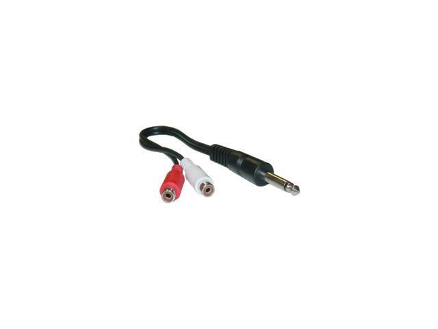 Cable Wholesale Mono to RCA adapter 1/4 Mono Male / 2 RCA Female - 6in Y-cable
