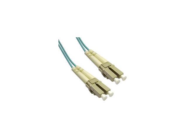 LC / LC, Multimode, Duplex Fiber Optic Cable, 10-Gigabit Aqua, 50/125, 1 Meter