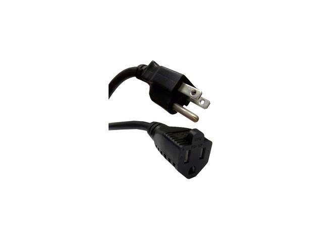 Power Extension Cord, Black, NEMA 5-15P to NEMA 5-15R, 13 Amp, 16 AWG, 3 foot