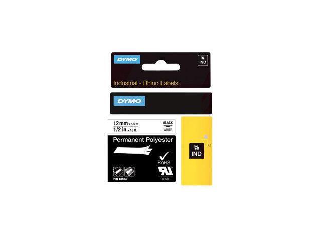 DYMO - Permanent polyester tape - black on white - Roll (0.5 in x 18 ft) 1 roll(s) - for DYMO 1000 Plus, LabelMANAGER 100, Rhino 4200, 6000, 6000.