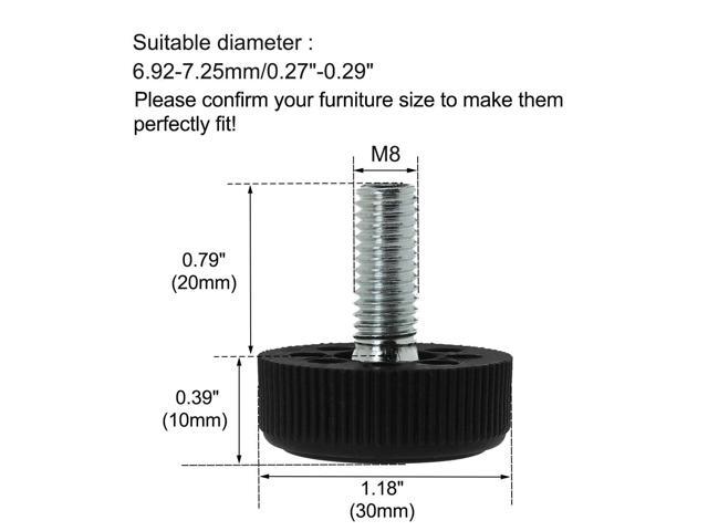M8 x 20 x 30mm Furniture Glide Leveling Feet Base Protector for Desk Leg 8pcs
