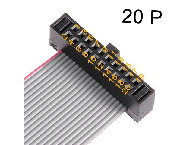 IDC 20 Pins Connector Flat Ribbon Cable Female Connector 20cm 1.27mm Pitch,2pcs