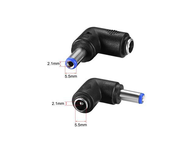 DC Power Connector 90 Degree Right Angle 5.5mm x 2.1mm Male to Female Coupler Adapter Converter 5Pcs