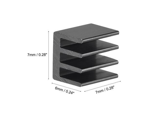 7x7x6mm Black Thermal Self Adhesive Aluminum Heatsink Electronics Cooler 20 Pcs