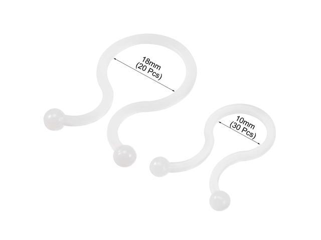 Nylon Reusable Twist Tie Cable Clips White 10mm x 30pcs, 18mm x 20pcs