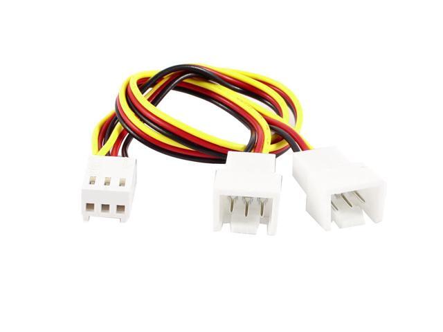3 Pins Female to 2 x 3 Pins Male PC Fan Connector Adapter Cable Cord Y Splitter