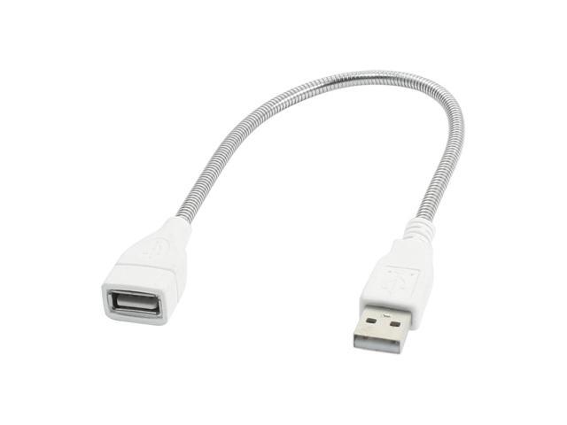 Silver Tone USB 2.0 Type A Female to Male Flexible Metal Hose Extension Cord 12'