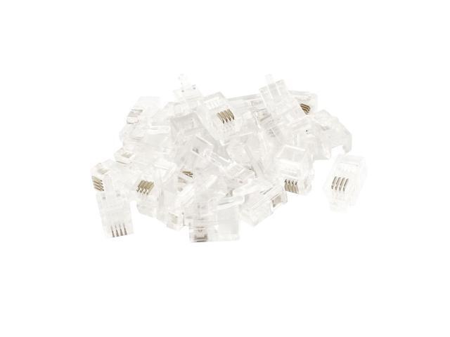 Unique Bargains 30Pcs 4P4C RJ9 Jack Telephone Cable Cord Connectors Adapters Clear