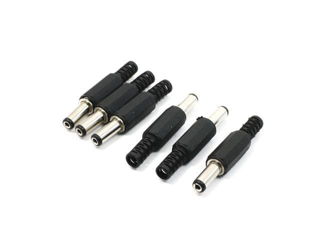 Unique Bargains 2.1mm x 5.5mm DC Power Plugs Male Barrel Connectors Black 6Pcs