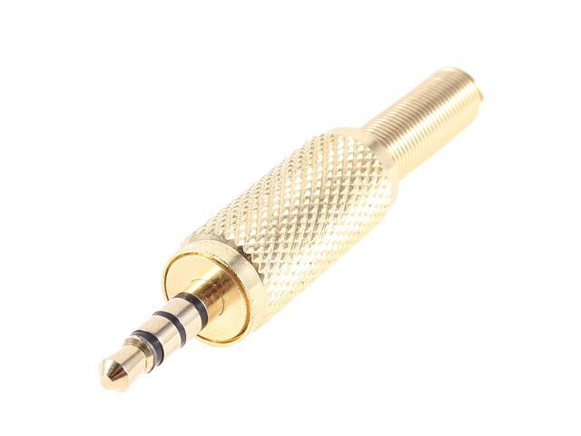 Spring 3.5mm 1/8' 4 Pole Stereo MIC Audio Jack Plug Adapter Gold Tone